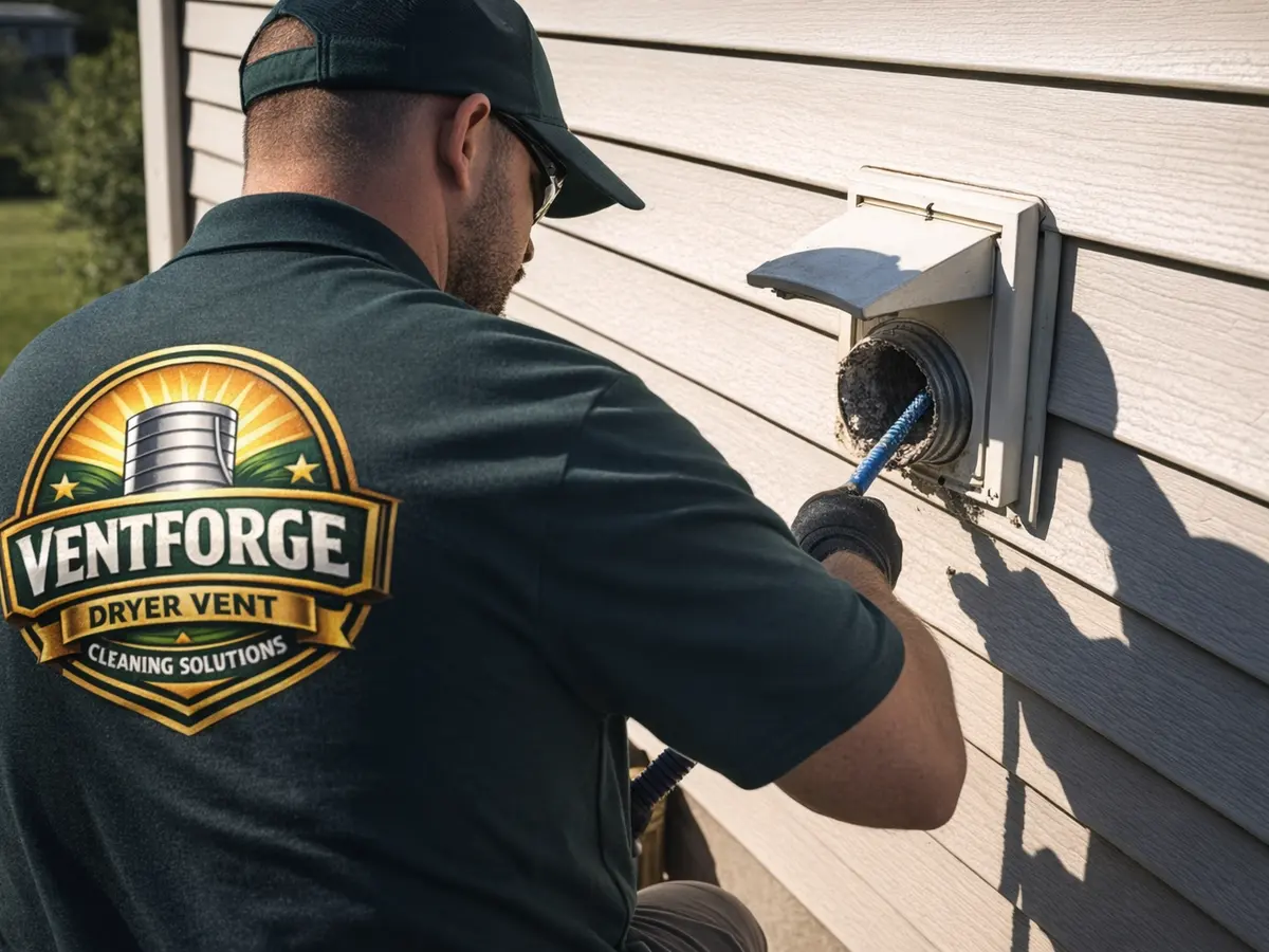 dryer vent cleaning technician on the job in Escondido, CA
